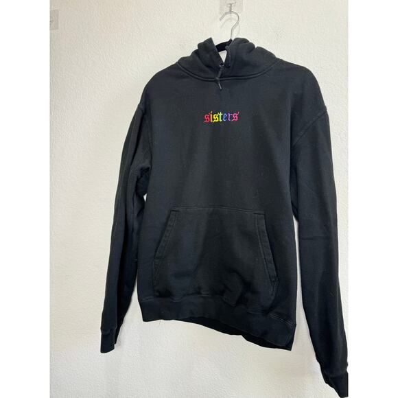 Women's Black Sisters Embroidered Sweatshirt Hoodie Medium - Picture 2 of 10